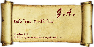 Güns Amáta névjegykártya